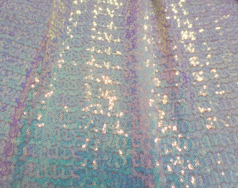 2.White Iridescent Sequins On Mesh